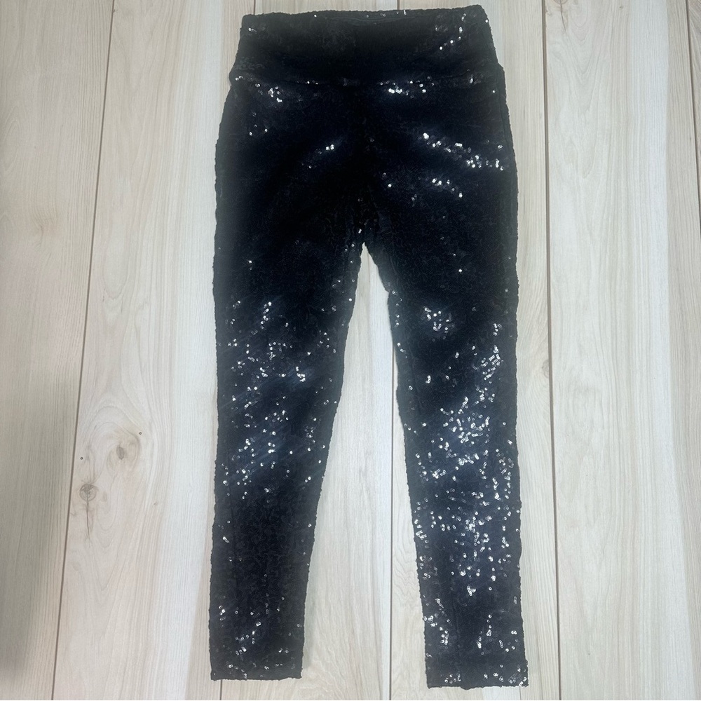 Tipsy Elves Women Black Sequin High‎ Waist Stretch Leggings Bling NEW Size Small